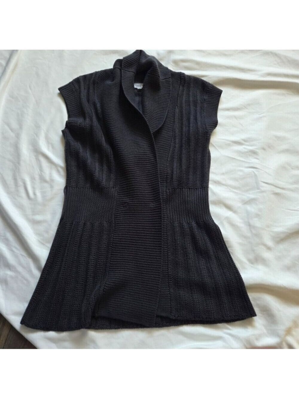 Suzy Shier Charcoal Knit Double Breasted Sweater Vest S/P